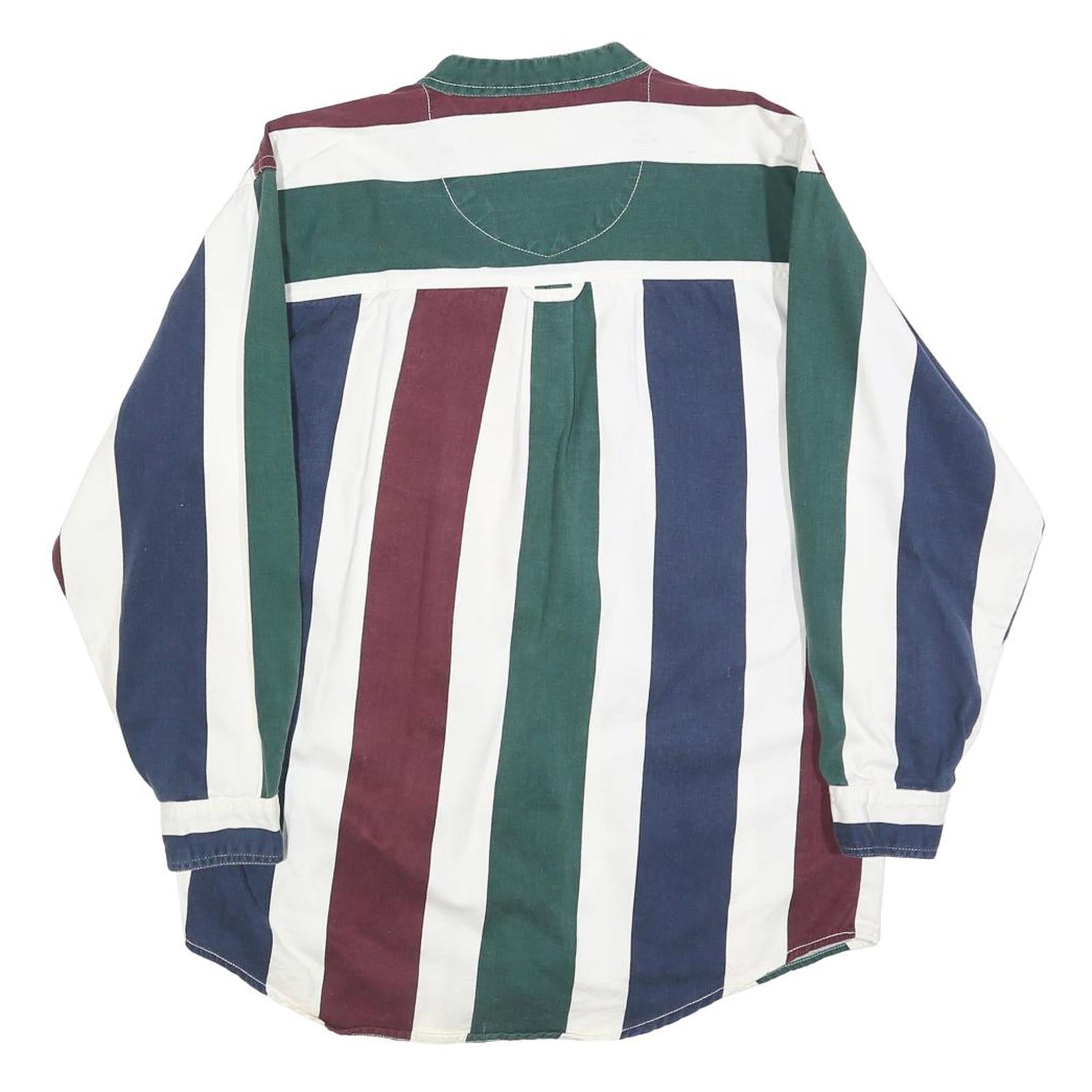COLISEUM Boys Green & Burgundy & Blue & White Stripe Shirt XL Casual Cotton