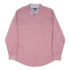 TOMMY HILFIGER Mens Pink Long Sleeve Shirt L Classic Button Cotton Blend