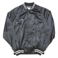 SPORTS MASTER Mens Black Satin Button Jacket L Nylon Retro Vintage Bomber