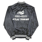 SPORTS MASTER Mens Black Satin Button Jacket L Nylon Retro Vintage Bomber