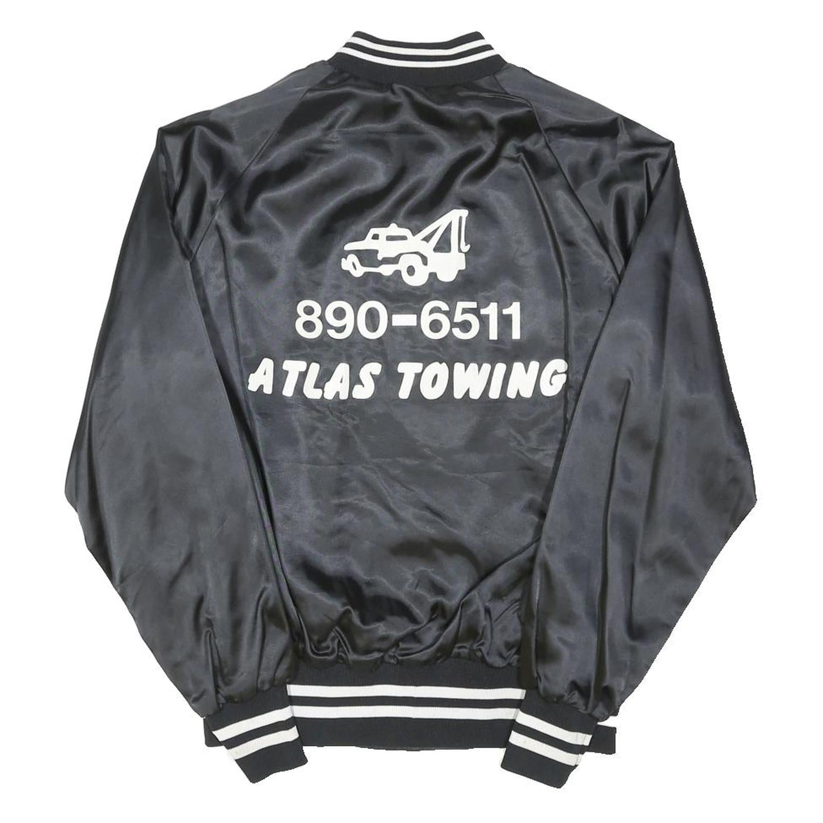 SPORTS MASTER Mens Black Satin Button Jacket L Nylon Retro Vintage Bomber