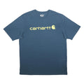 CARHARTT Mens Blue Yellow Logo Graphic T-Shirt XL Short Sleeve Crew Neck Casual
