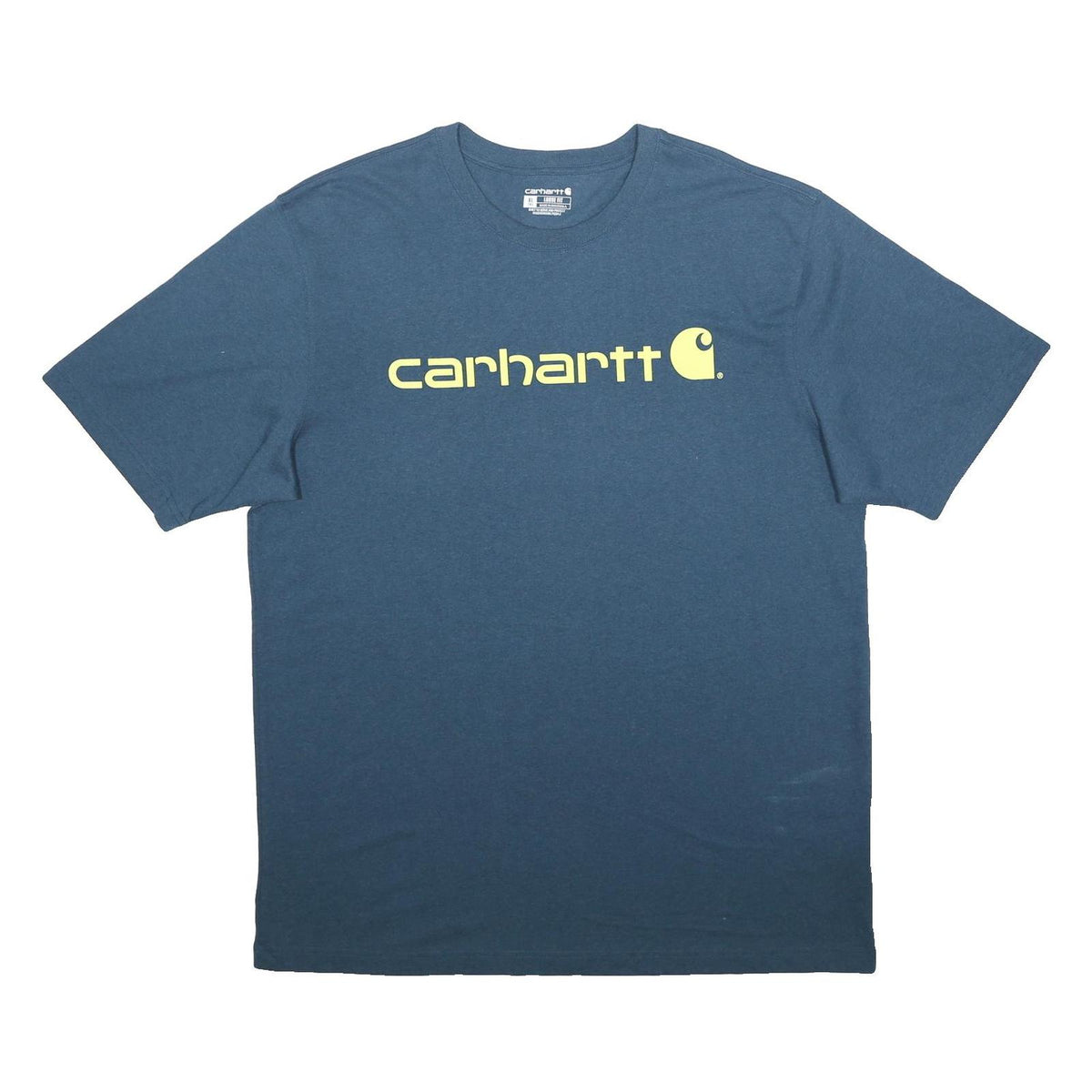 CARHARTT Mens Blue Yellow Logo Graphic T-Shirt XL Short Sleeve Crew Neck Casual