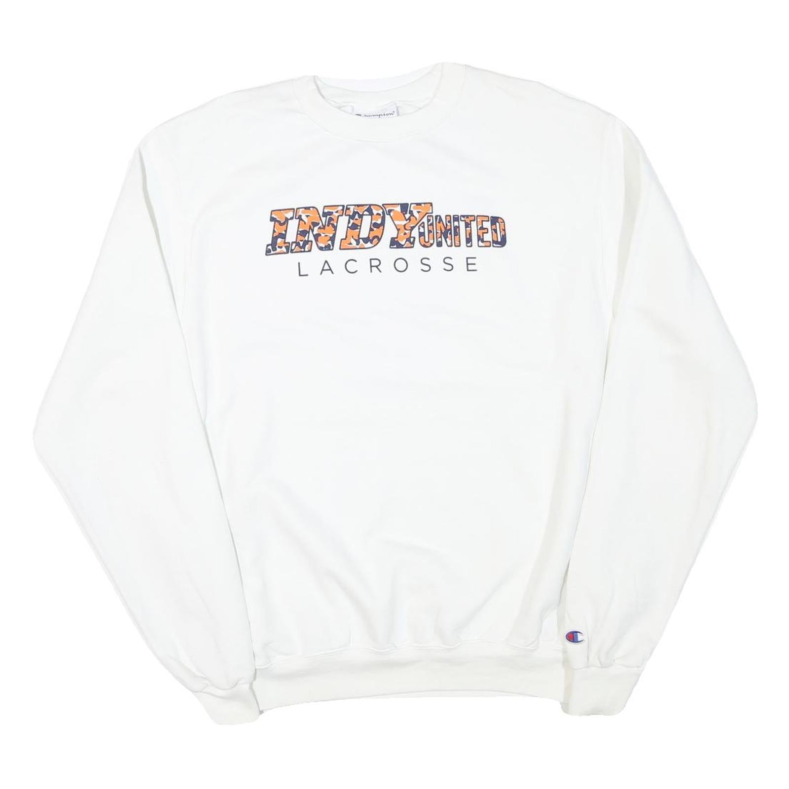 CHAMPION Mens White Indy United Lacrosse Crew Neck M Sport Sweatshirt