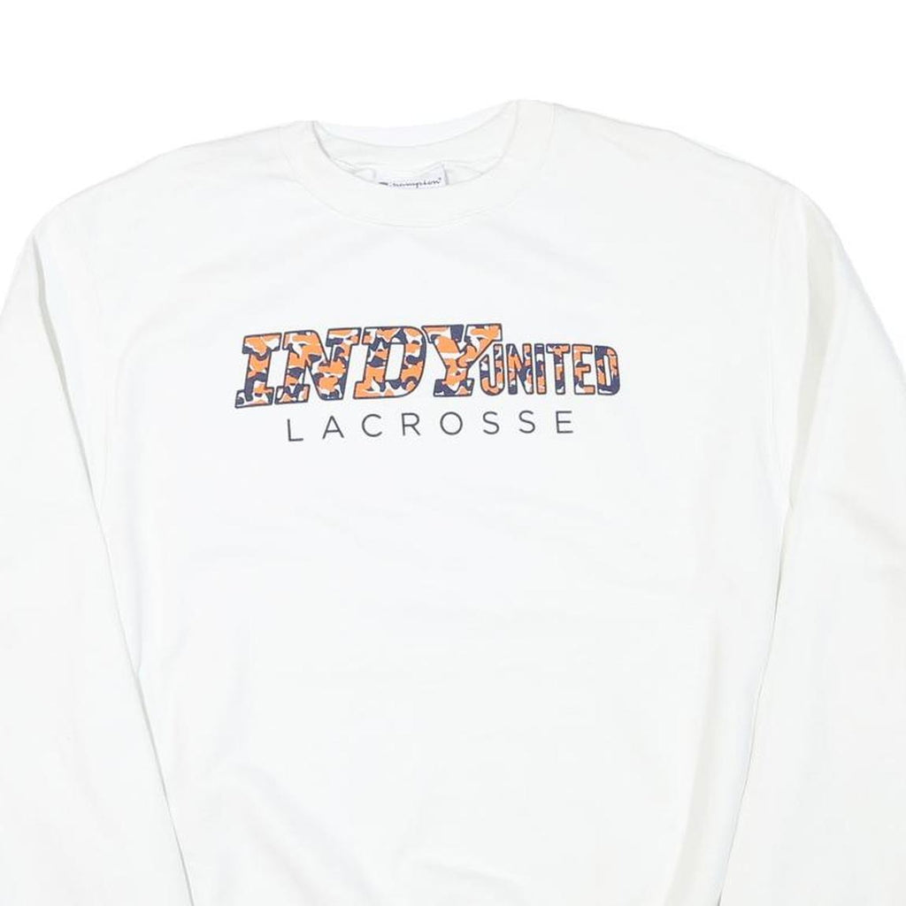 CHAMPION Mens White Indy United Lacrosse Crew Neck M Sport Sweatshirt