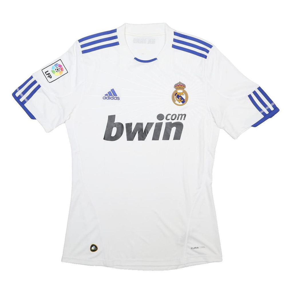ADIDAS 2010-11 Real Madrid Home Mens White Blue Football Shirt S Short Sleeve