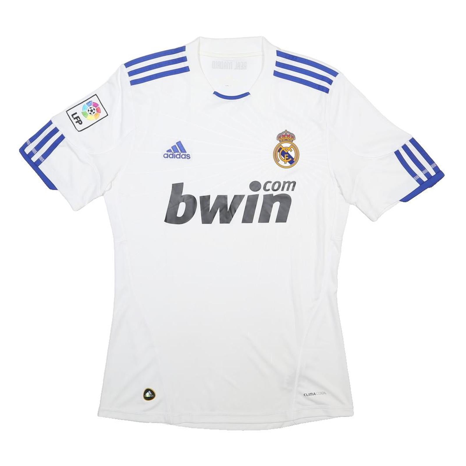 ADIDAS 2010-11 Real Madrid Home Mens White Blue Football Shirt S Short Sleeve