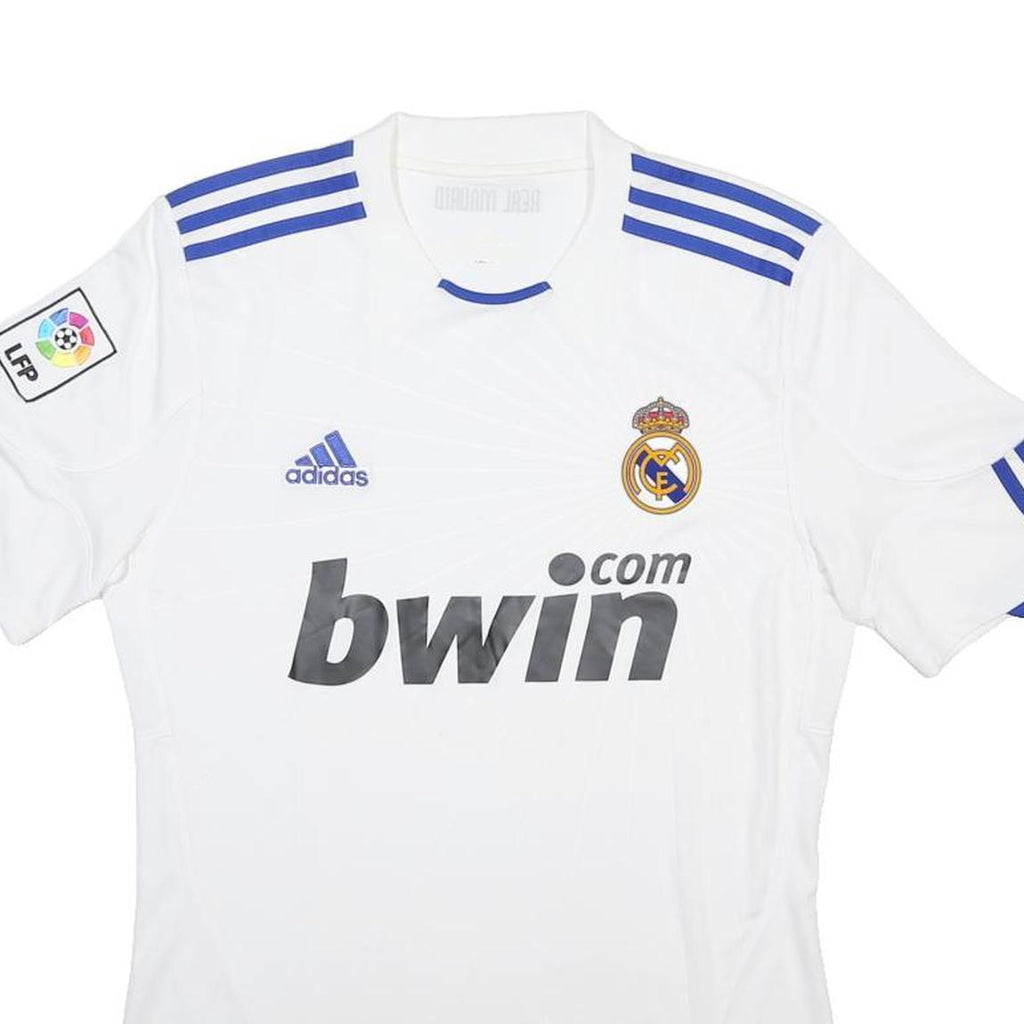 ADIDAS 2010-11 Real Madrid Home Mens White Blue Football Shirt S Short Sleeve