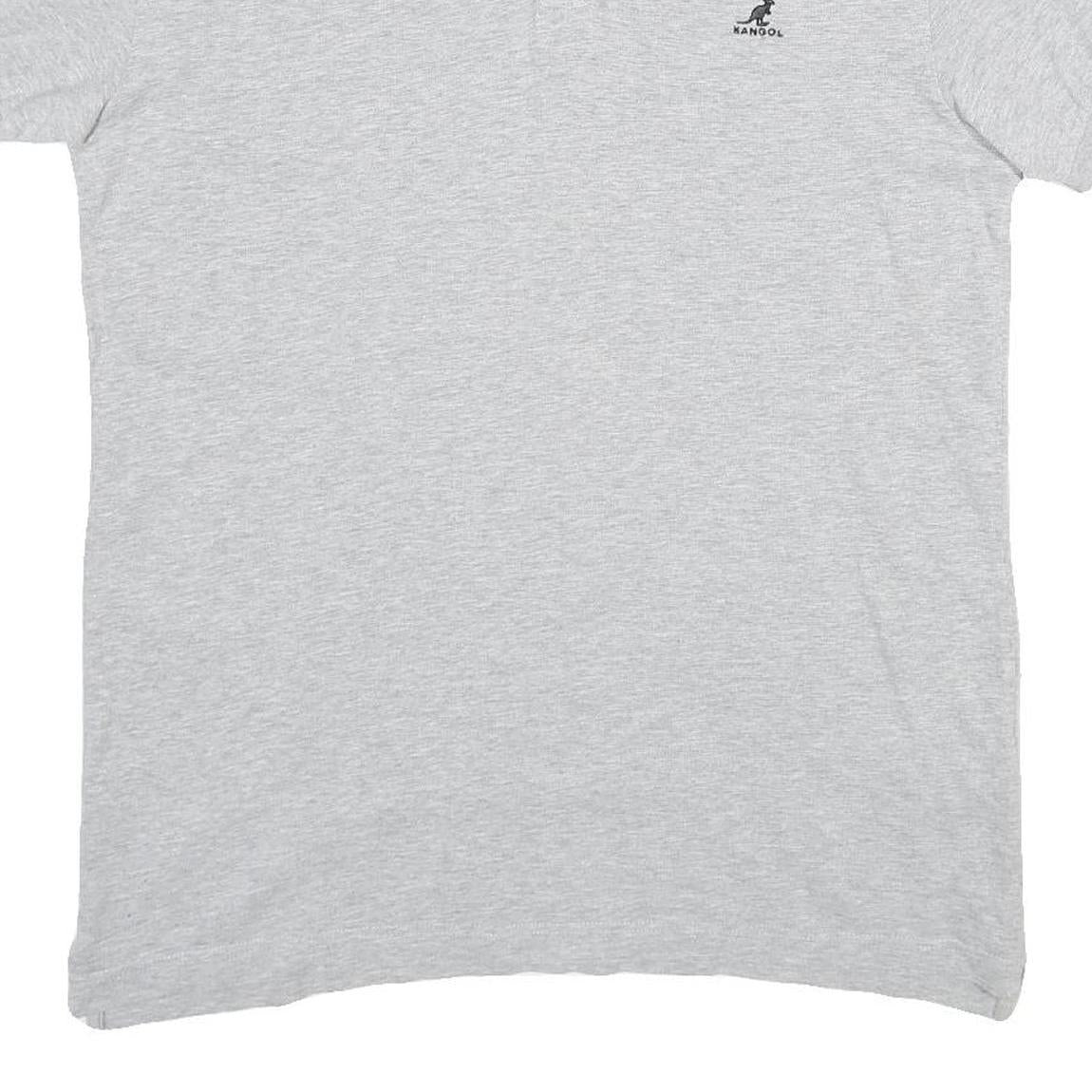 KANGOL Mens Grey Short Sleeve Plain Polo Shirt M British Casual Cotton