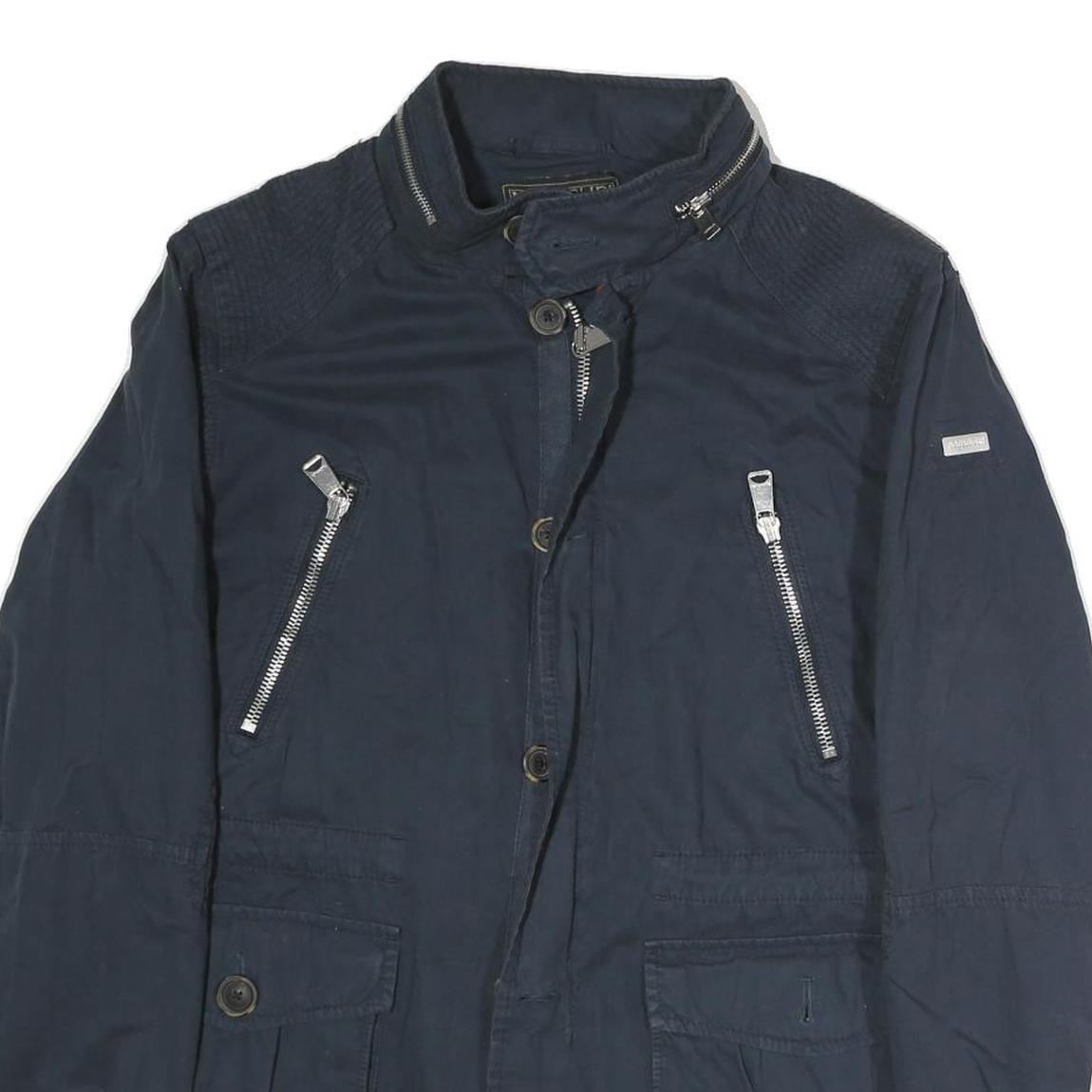 NAPAPIJRI Mens Navy Blue Jacket M Cotton Zip Military Casual Lightweight