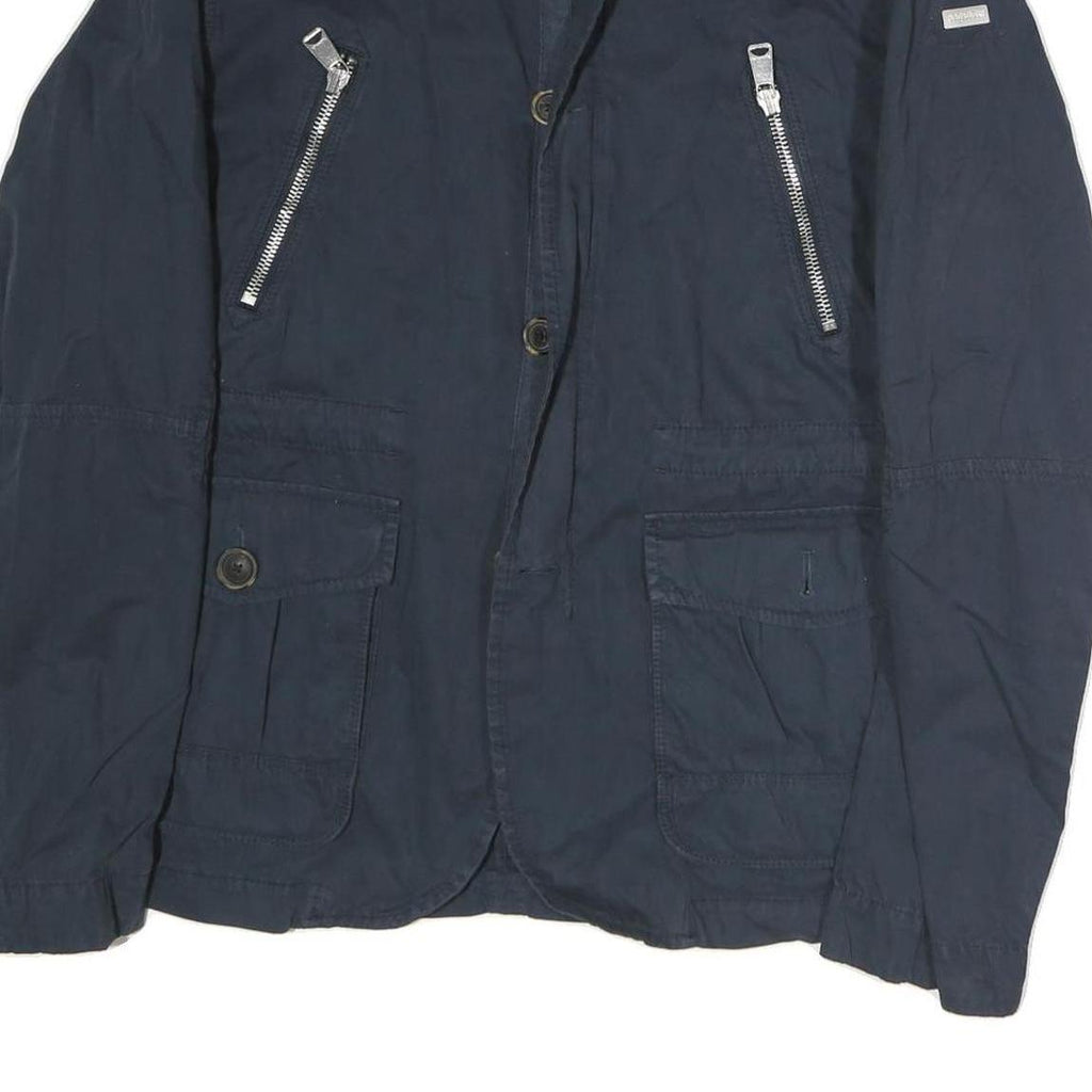 NAPAPIJRI Mens Navy Blue Jacket M Cotton Zip Military Casual Lightweight