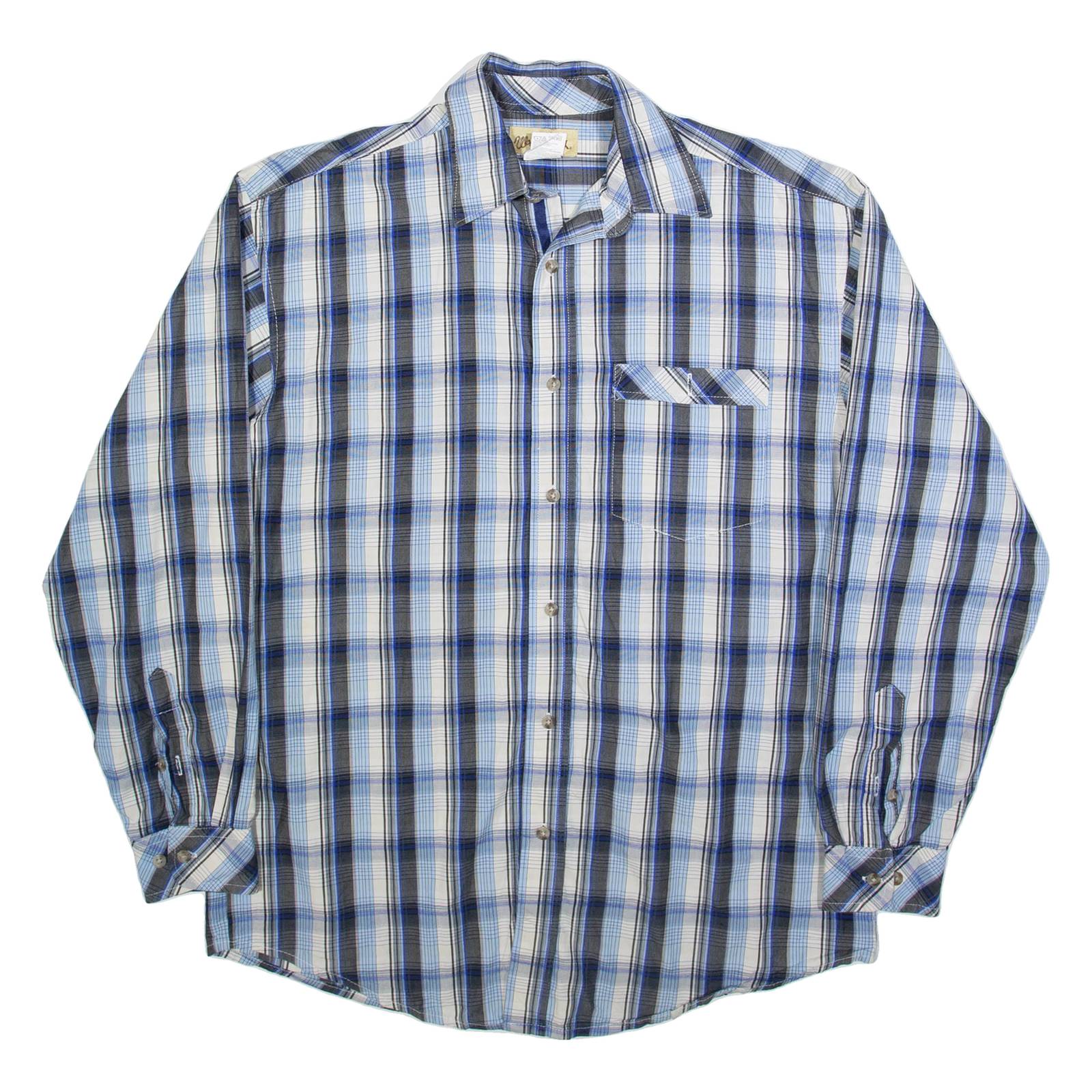 WRANGLER Mens Shirt Blue Check Long Sleeve M