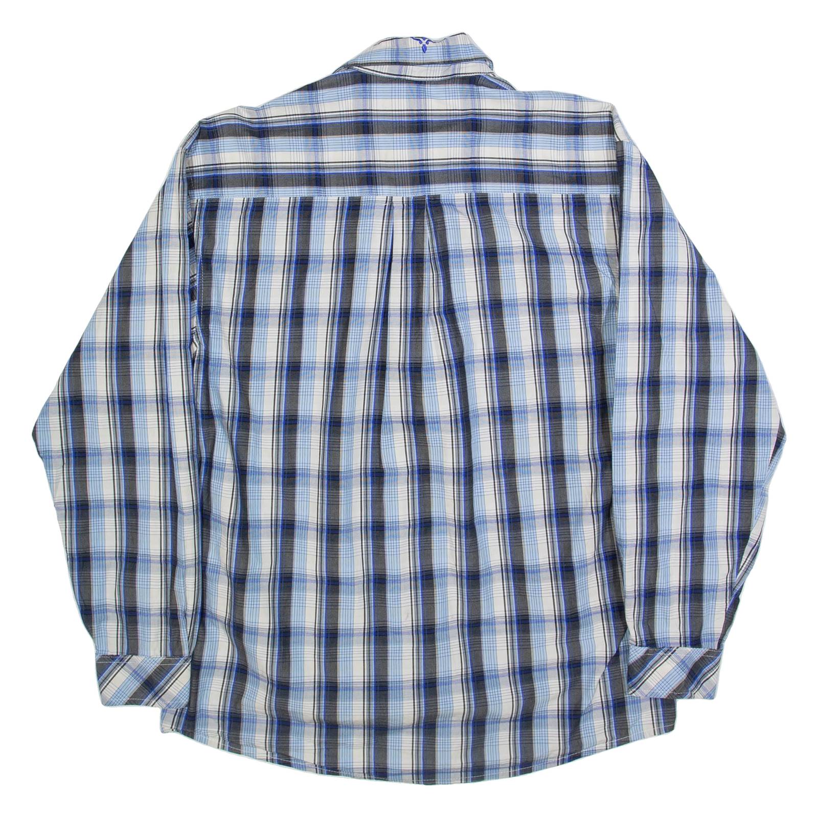 WRANGLER Mens Shirt Blue Check Long Sleeve M