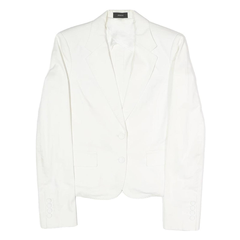 JOSEPH Womens White Classic Jacket S Polyester Blend Plain Button Closure