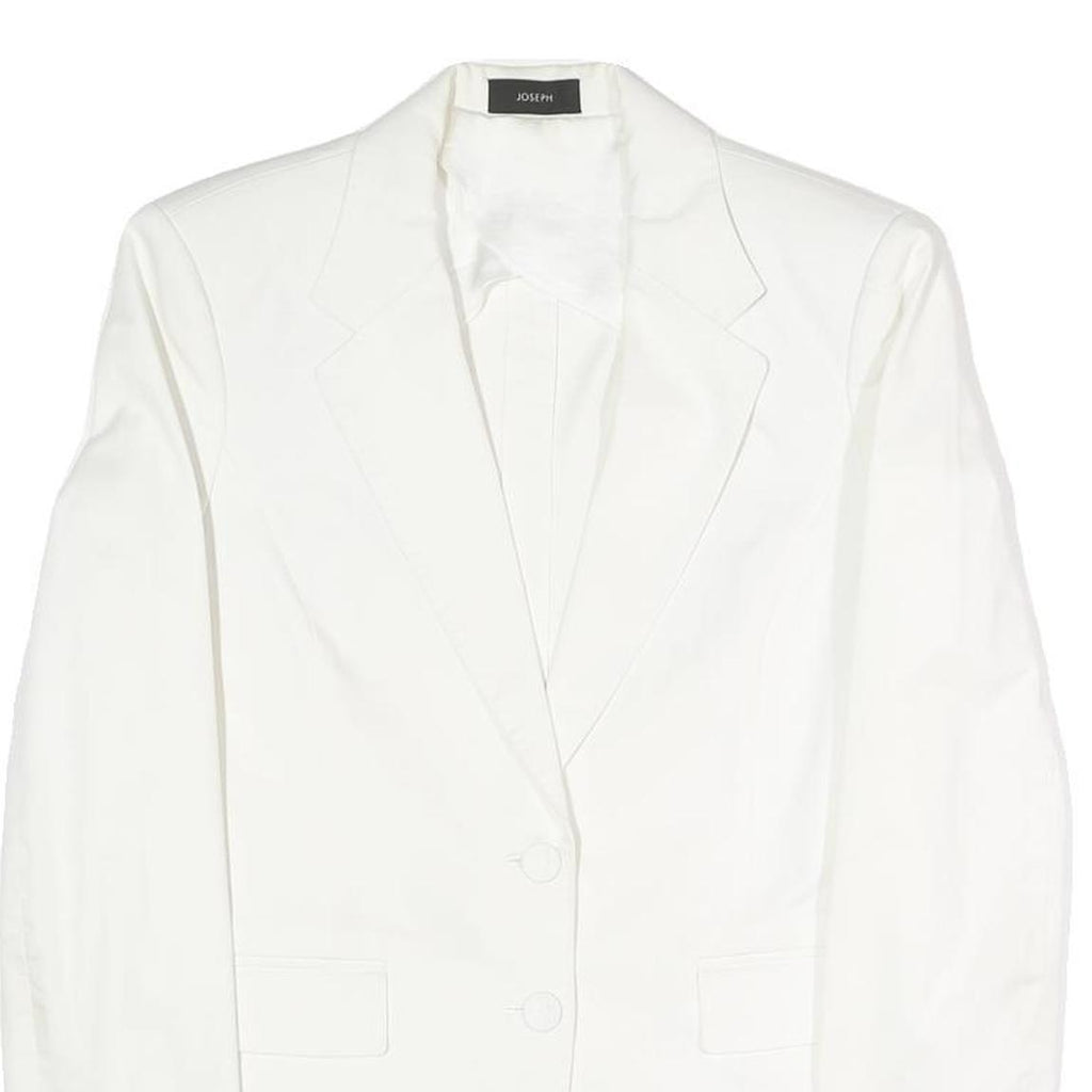 JOSEPH Womens White Classic Jacket S Polyester Blend Plain Button Closure