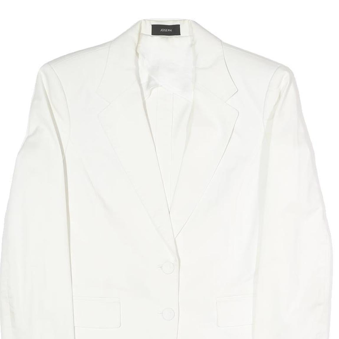 JOSEPH Womens White Classic Jacket S Polyester Blend Plain Button Closure