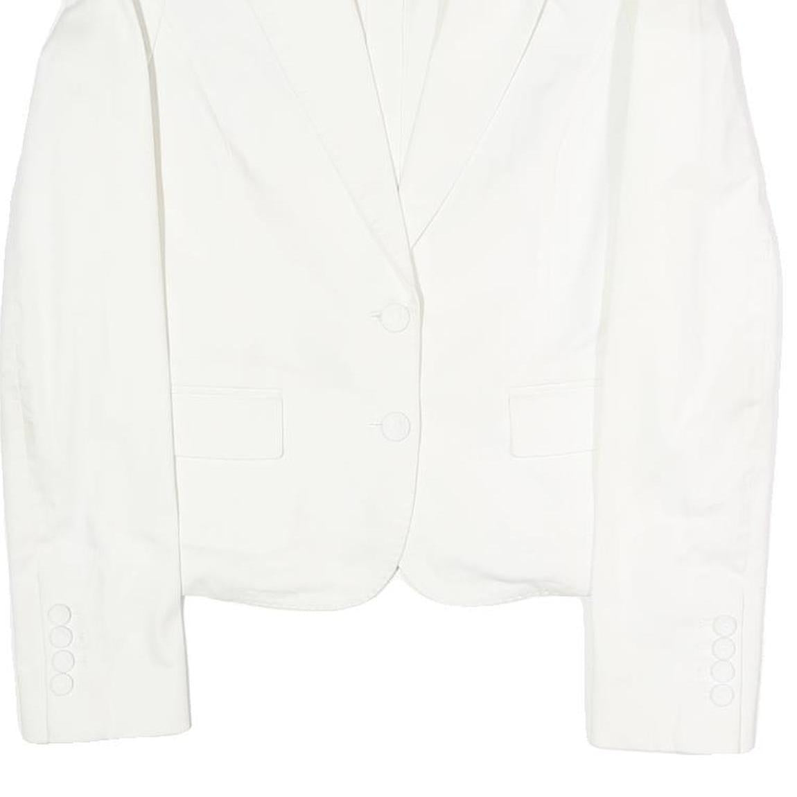 JOSEPH Womens White Classic Jacket S Polyester Blend Plain Button Closure