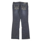 LA IDOL Womens Regular Fit Blue Denim Bootcut Jeans Cotton Blend W34 L32 Stud