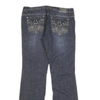 LA IDOL Womens Regular Fit Blue Denim Bootcut Jeans Cotton Blend W34 L32 Stud