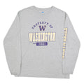 NCAA Mens Grey Washington Graphic T-Shirt XL Long Sleeve Crew Neck College