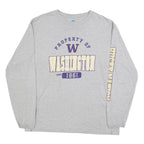 NCAA Mens Grey Washington Graphic T-Shirt XL Long Sleeve Crew Neck College