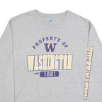 NCAA Mens Grey Washington Graphic T-Shirt XL Long Sleeve Crew Neck College