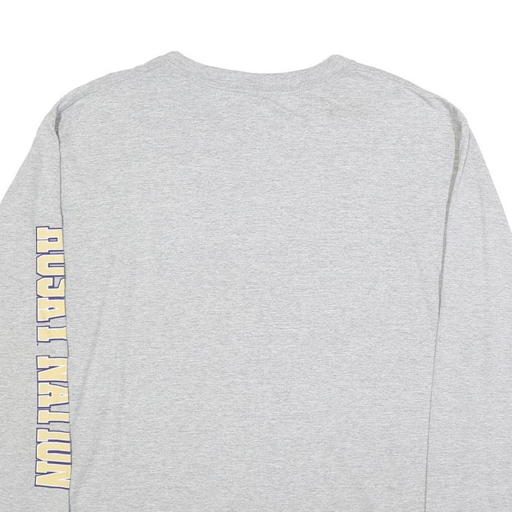 NCAA Mens Grey Washington Graphic T-Shirt XL Long Sleeve Crew Neck College