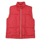 FY DA Womens Red Nylon Puffer Jacket M Zip Sleeveless Classic Winter Outerwear