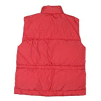 FY DA Womens Red Nylon Puffer Jacket M Zip Sleeveless Classic Winter Outerwear