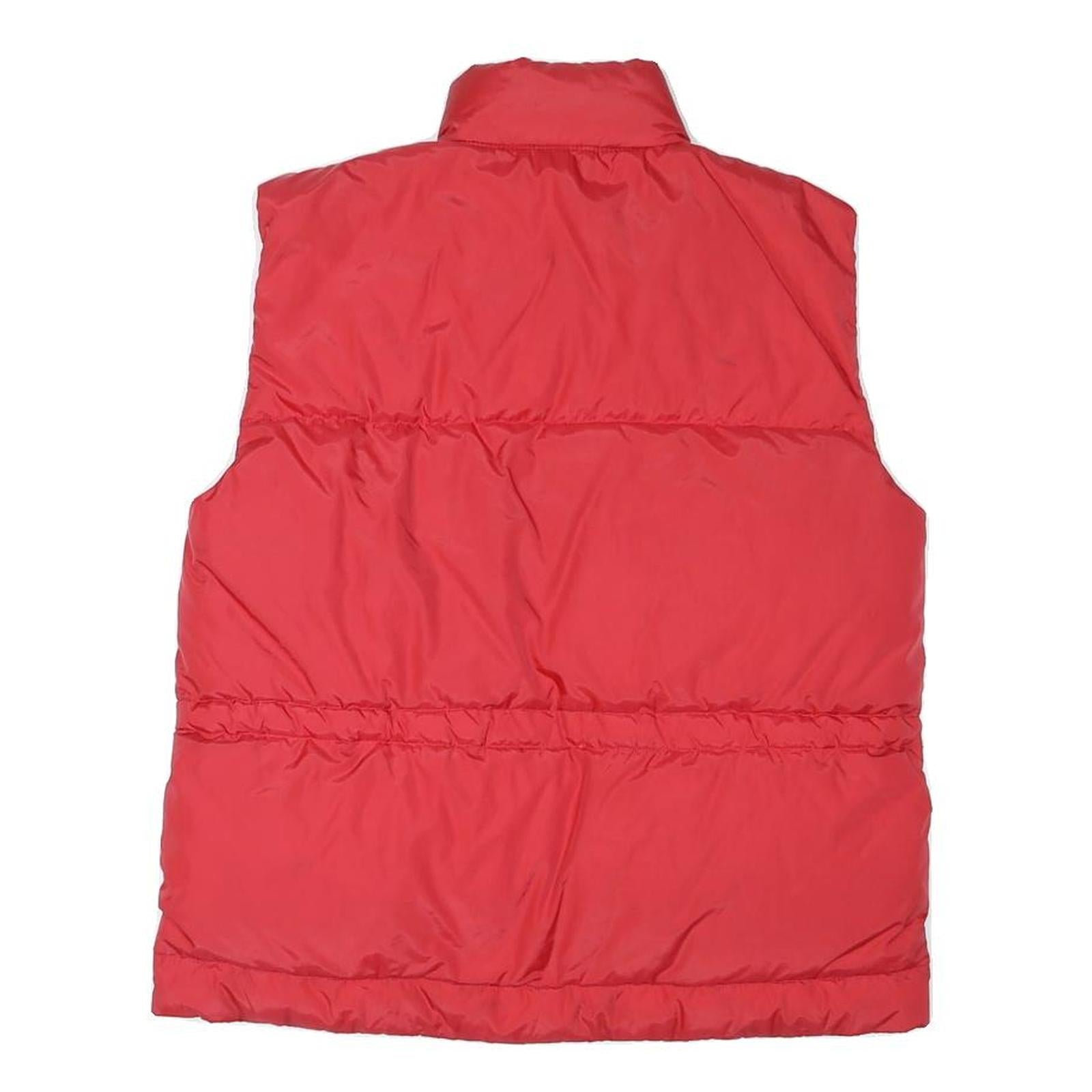 FY DA Womens Red Nylon Puffer Jacket M Zip Sleeveless Classic Winter Outerwear