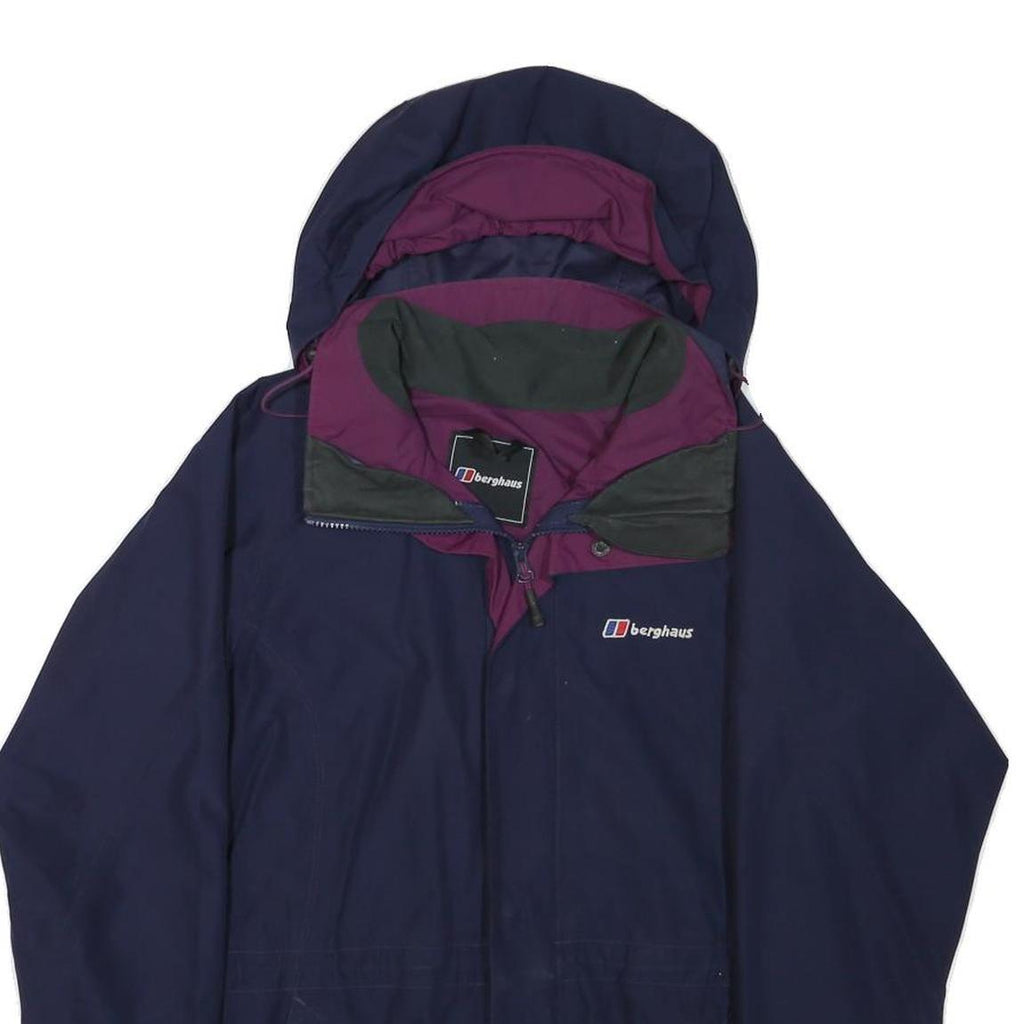 BERGHAUS Womens Navy Blue Outdoor Jacket M Polyester Blend Goretex Hooded Zip