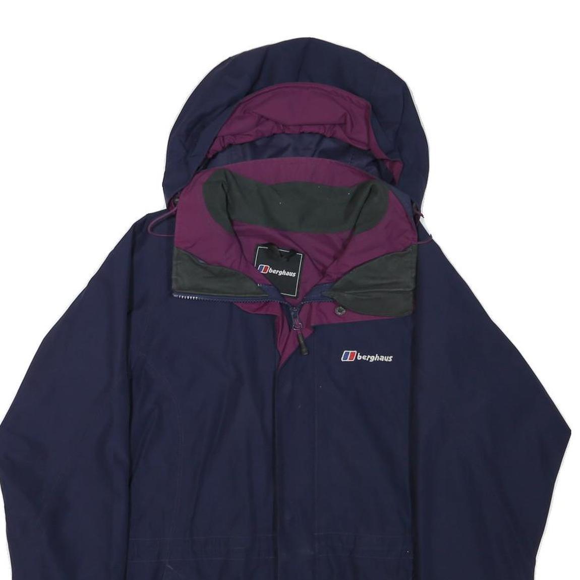 BERGHAUS Womens Navy Blue Outdoor Jacket M Polyester Blend Goretex Hooded Zip