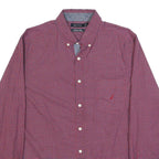 NAUTICA Mens Red & Blue Checked Shirt L Button Down Casual Cotton Blend