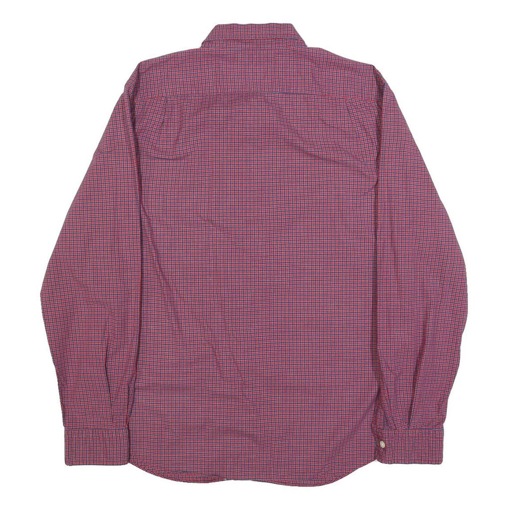 NAUTICA Mens Red & Blue Checked Shirt L Button Down Casual Cotton Blend