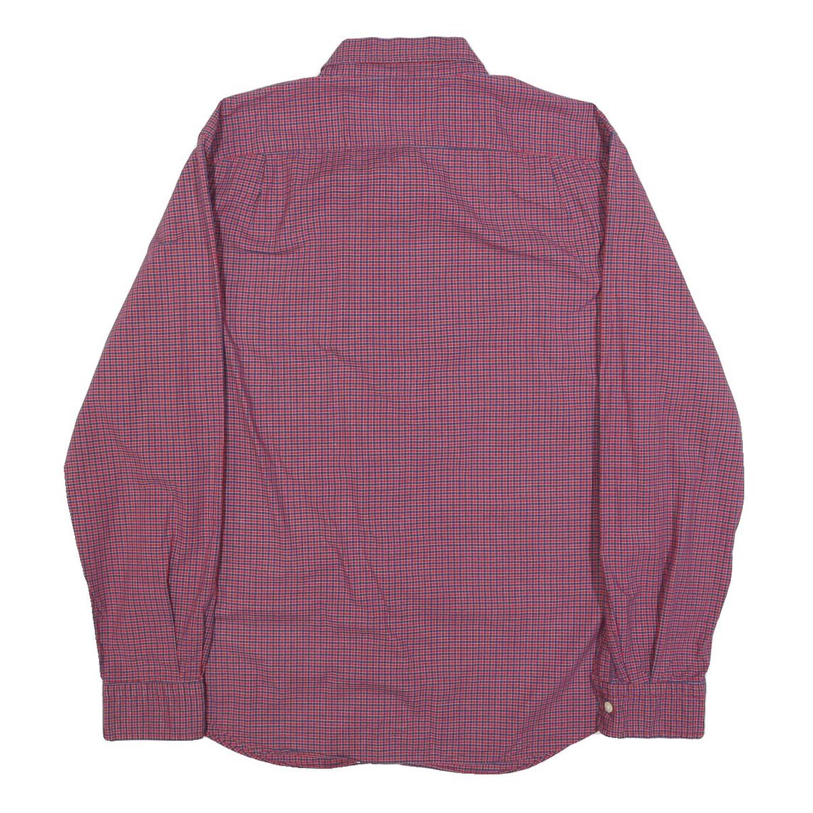 NAUTICA Mens Red & Blue Checked Shirt L Button Down Casual Cotton Blend