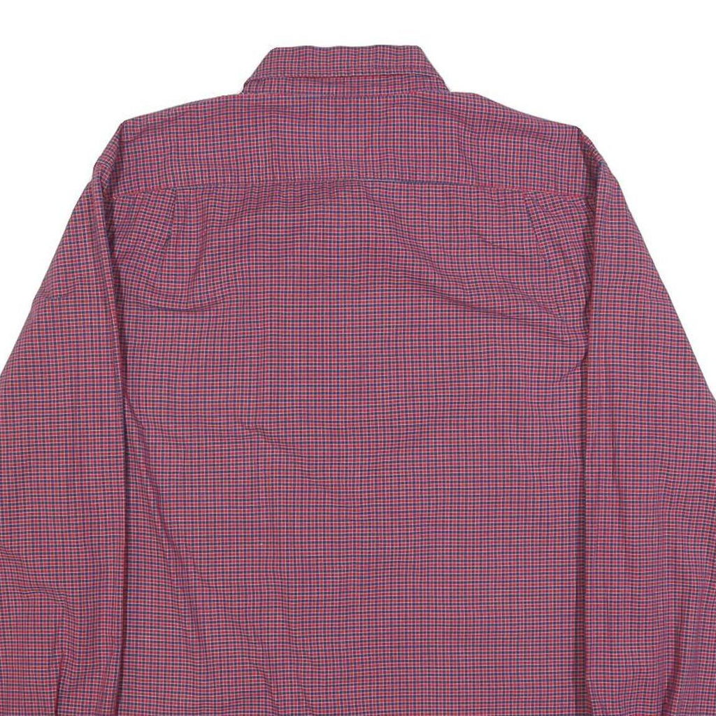 NAUTICA Mens Red & Blue Checked Shirt L Button Down Casual Cotton Blend
