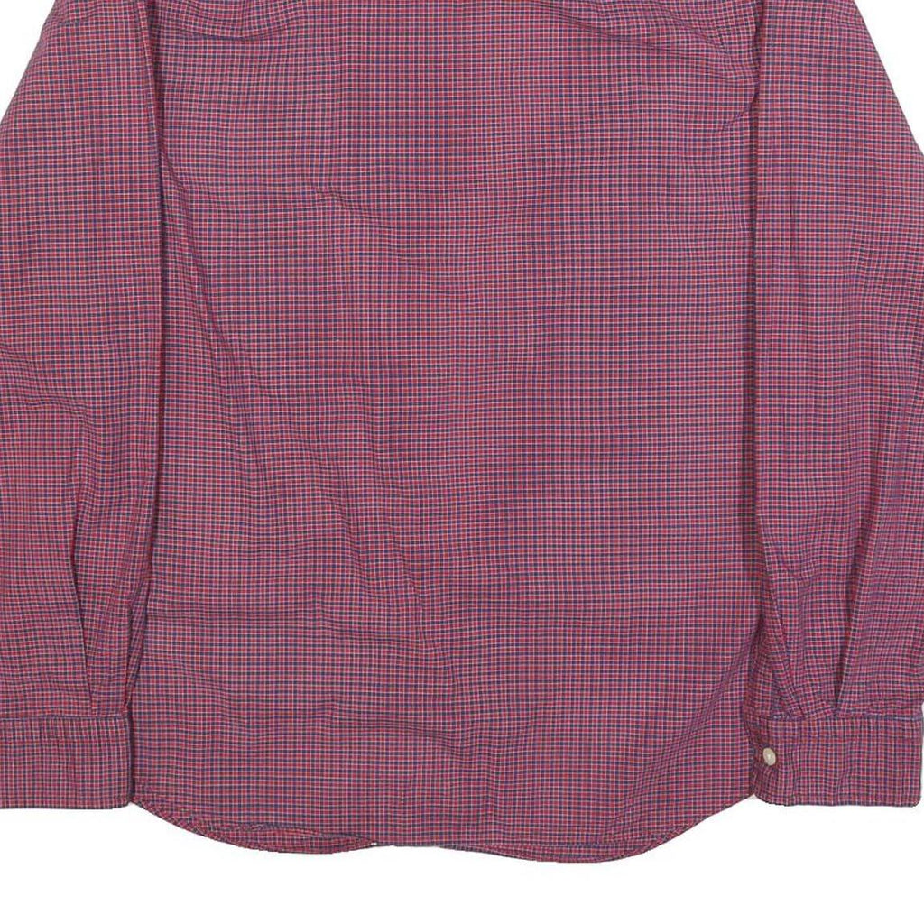 NAUTICA Mens Red & Blue Checked Shirt L Button Down Casual Cotton Blend