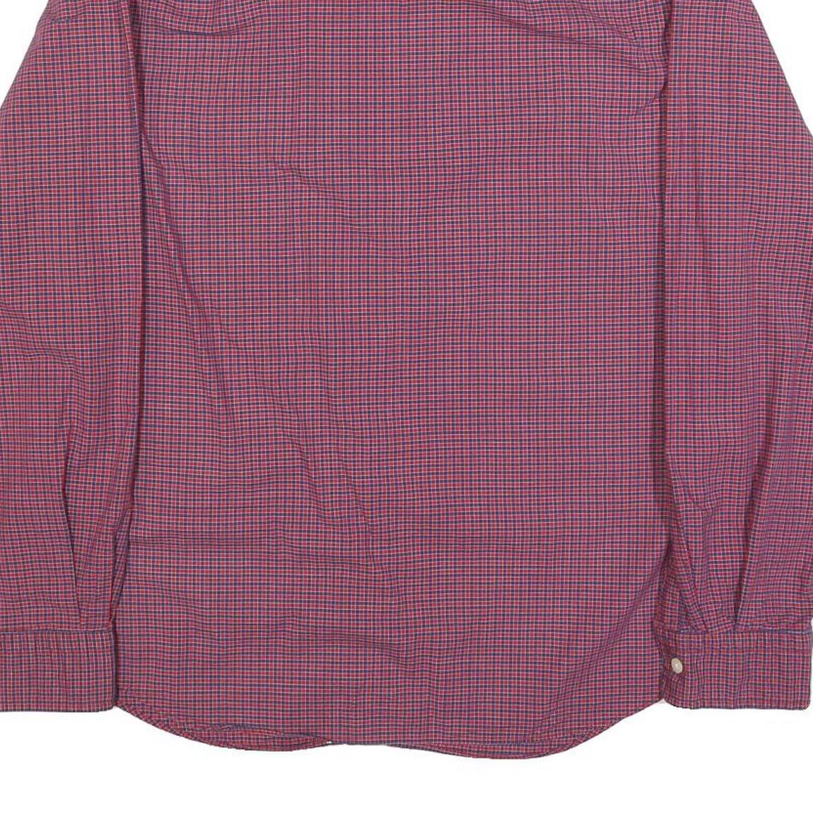 NAUTICA Mens Red & Blue Checked Shirt L Button Down Casual Cotton Blend