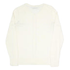 TOMMY HILFIGER Womens Cream Button Up Plain Crew Neck Basic Knit L Cotton Blend