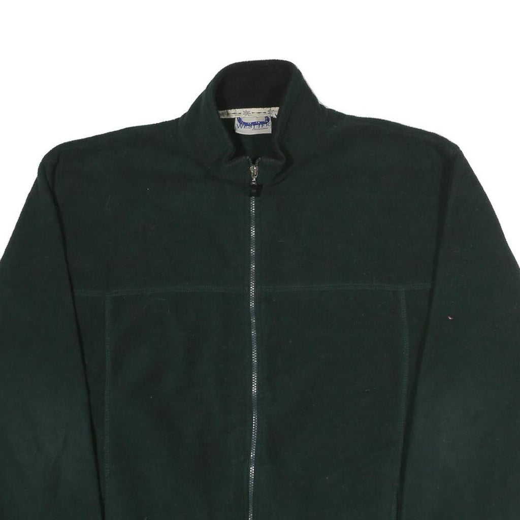 WEST-TEK Mens Green Polyester Zip Jacket XL Fleece Plain Casual Warm Outerwear