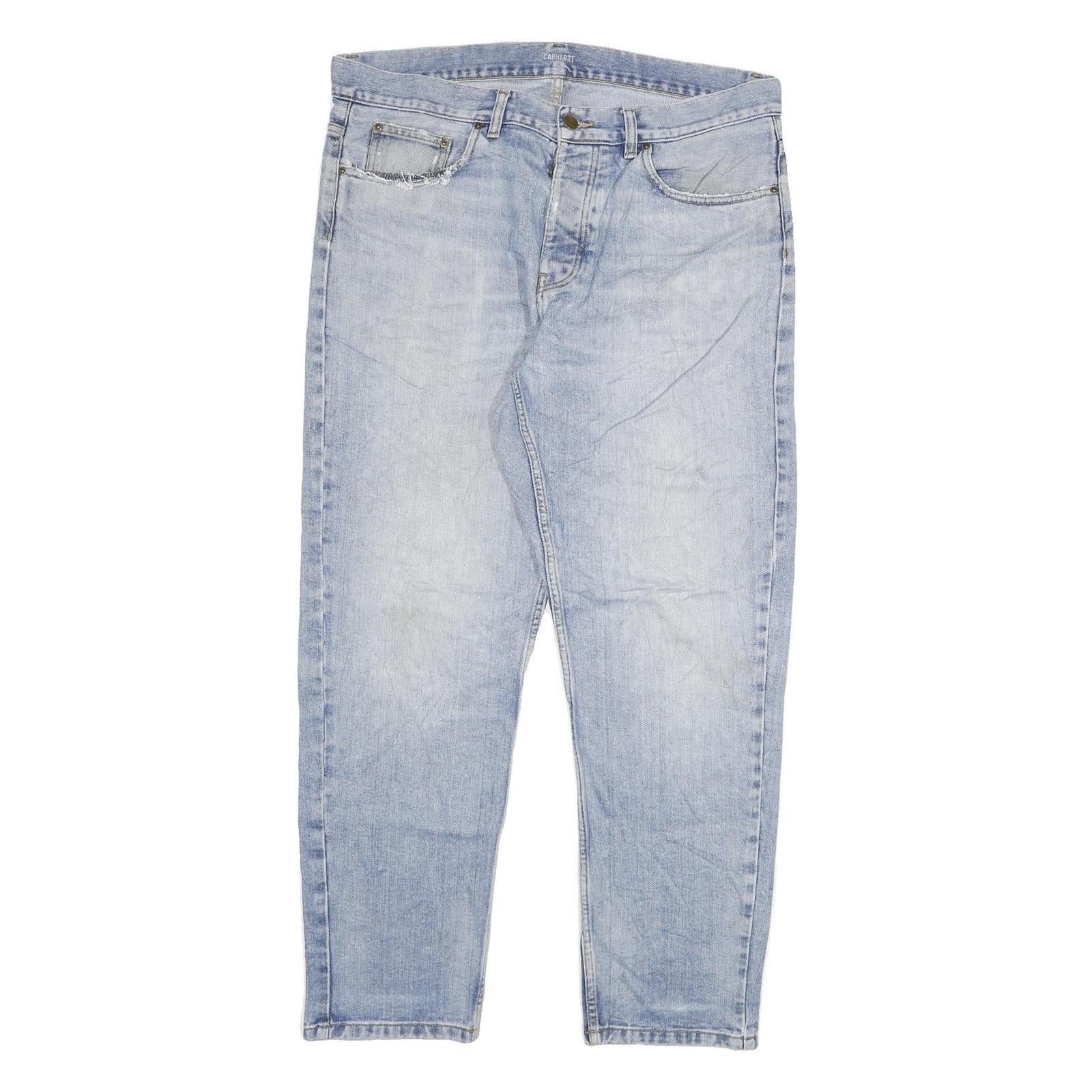 CARHARTT Womens Regular Fit Denim Jeans Light Blue Cotton Blend W34 L29 Classic