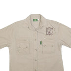 TAG Womens Beige Casual Cotton Blend Shirt S Zipper Pockets Campaign Style