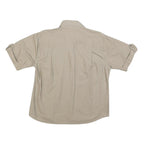 TAG Womens Beige Casual Cotton Blend Shirt S Zipper Pockets Campaign Style