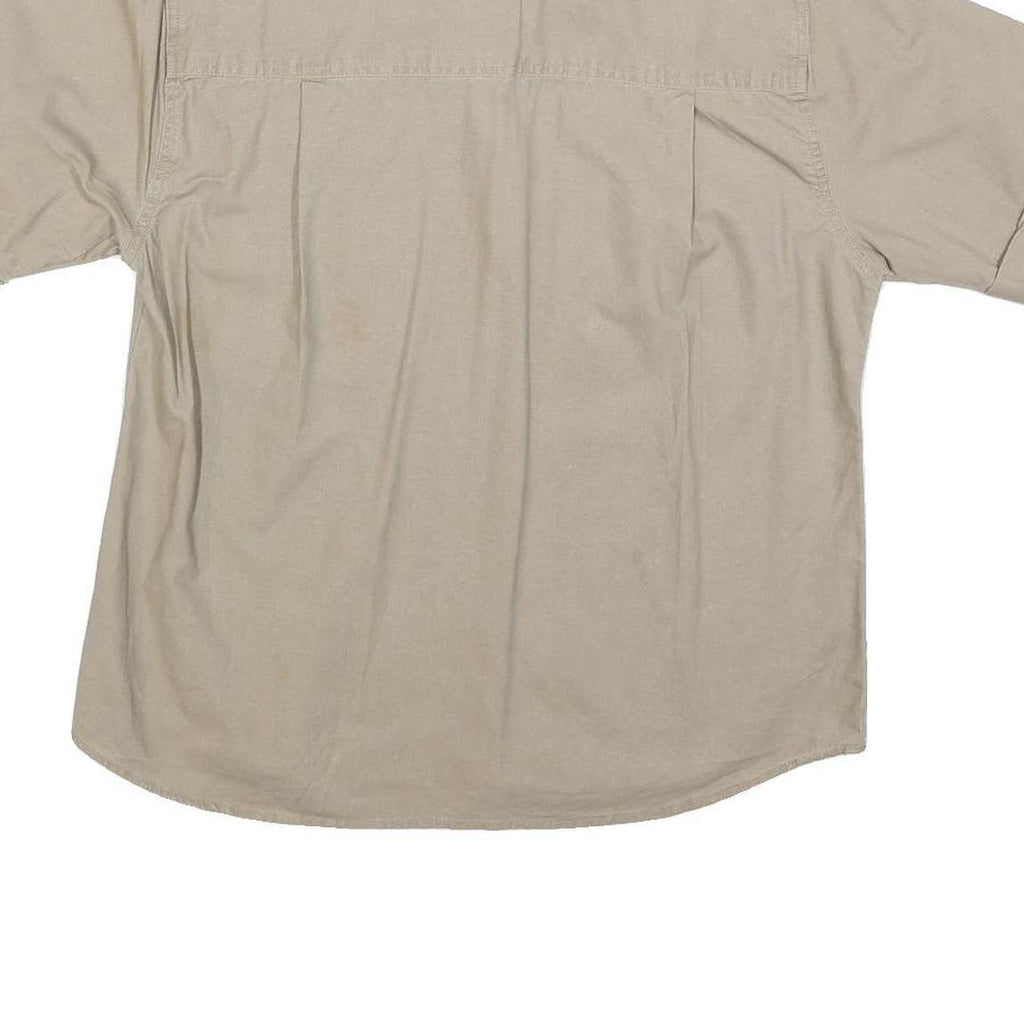 TAG Womens Beige Casual Cotton Blend Shirt S Zipper Pockets Campaign Style