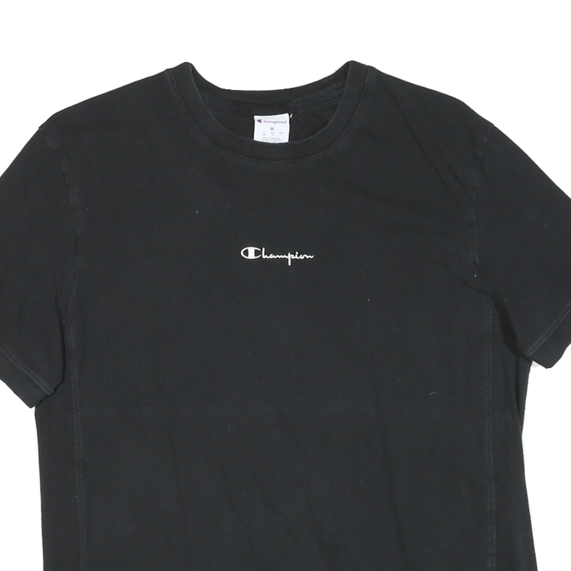 CHAMPION Mens Black Graphic T-Shirt M Short Sleeve Crew Neck Cotton Blend
