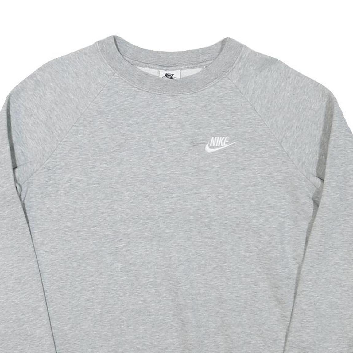 NIKE Mens Grey Crew Neck S Sweatshirt Cotton Blend Sportswear Casual Pullover