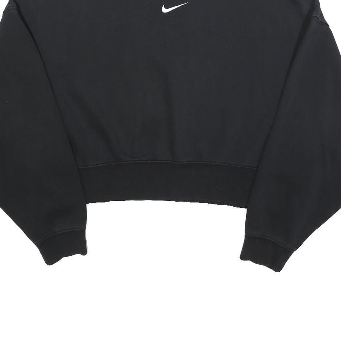 NIKE Womens Black Cotton Blend Crew Neck XS Cropped Sweatshirt Casual