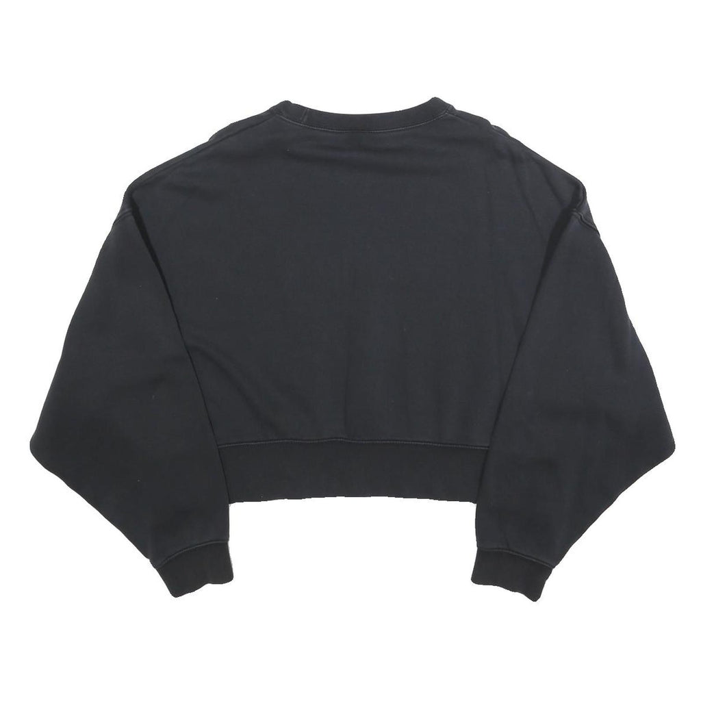 NIKE Womens Black Cotton Blend Crew Neck XS Cropped Sweatshirt Casual