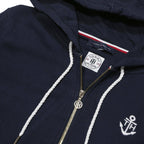 TOMMY HILFIGER Womens Navy Blue Zip Hoodie L Nautical Anchor Logo