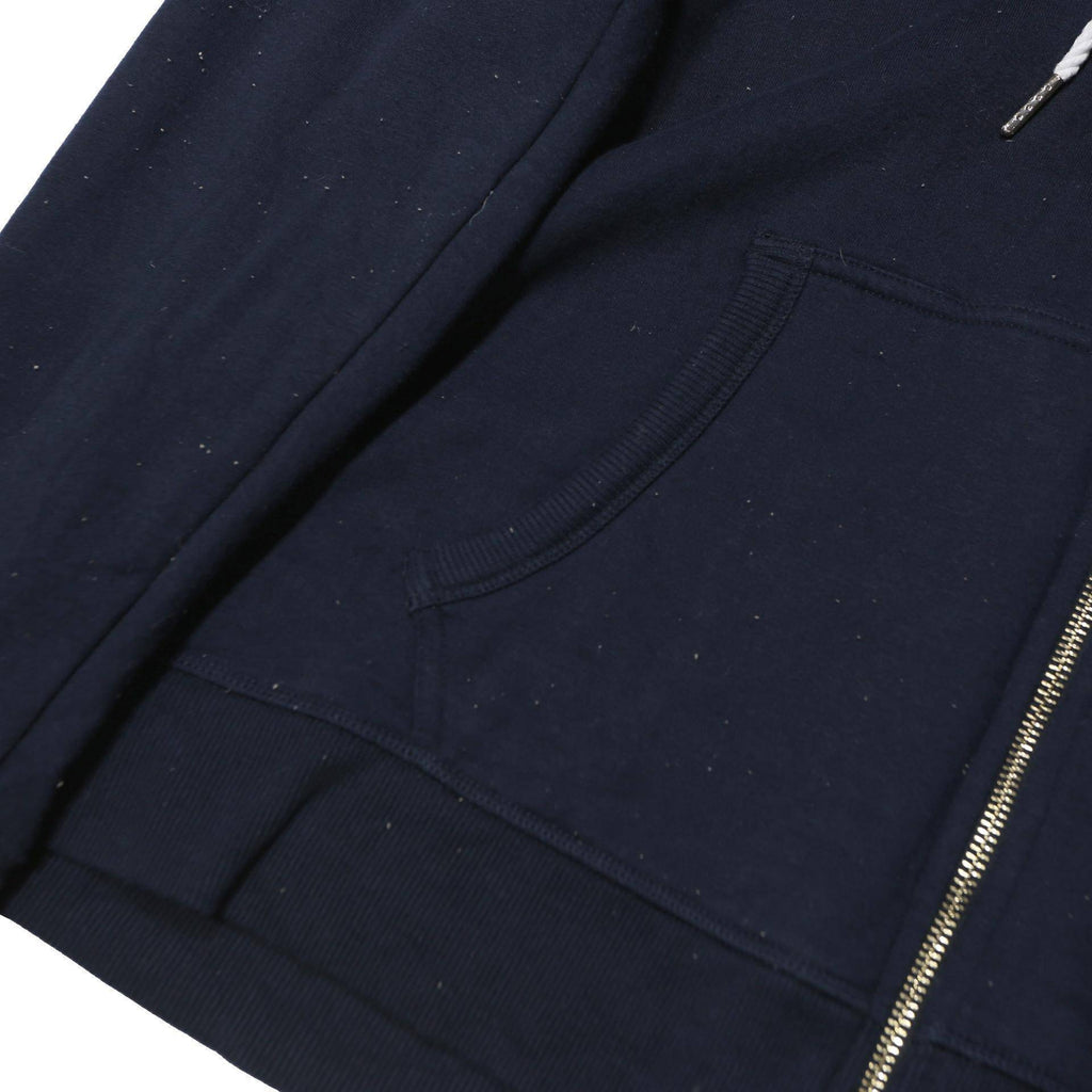 TOMMY HILFIGER Womens Navy Blue Zip Hoodie L Nautical Anchor Logo